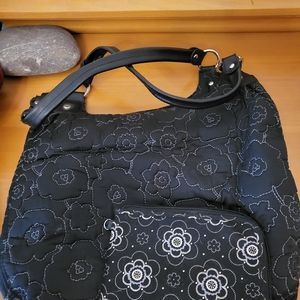 Thirty One Black Quilted Tote with matching wallet